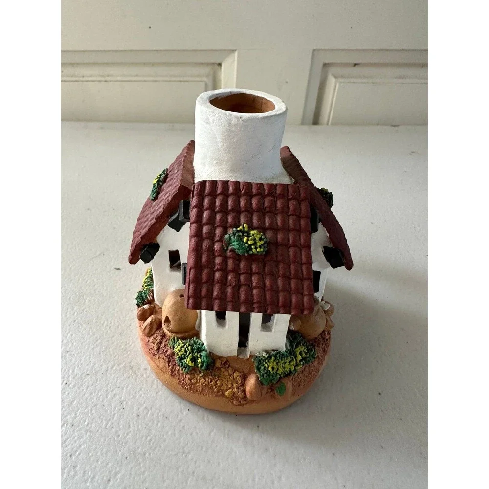 Handmade Hand Painted Ceramic Redware Pottery Bolivian Cottage Candle Holder